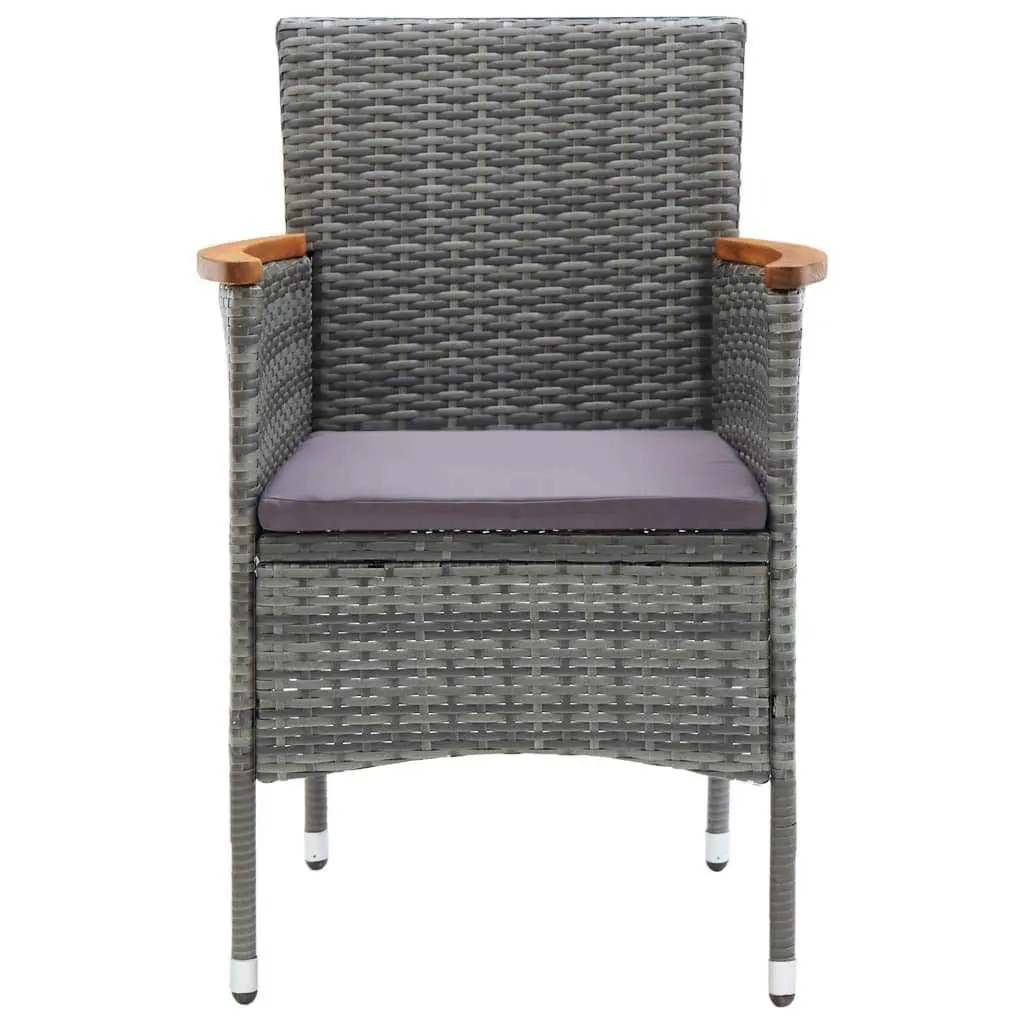 Garden Dining Set PE Rattan Steel 7 Piece Grey