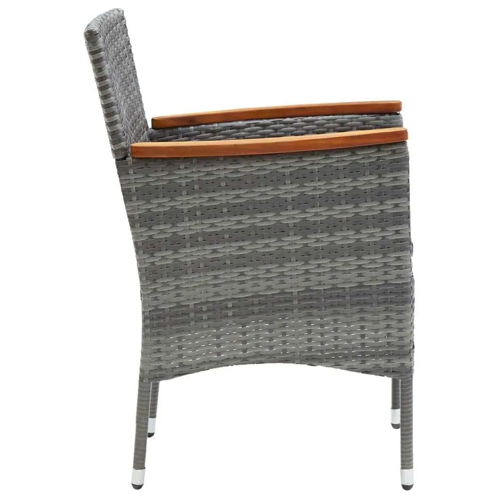 Garden Dining Set PE Rattan Steel 7 Piece Grey