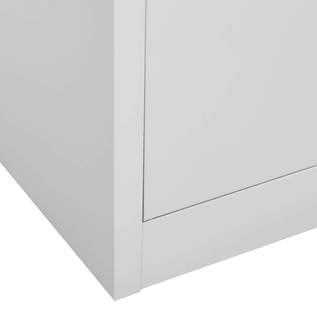 Locker Cabinet 2 Piece Set Grey Steel Storage Organiser Office School Bedroom