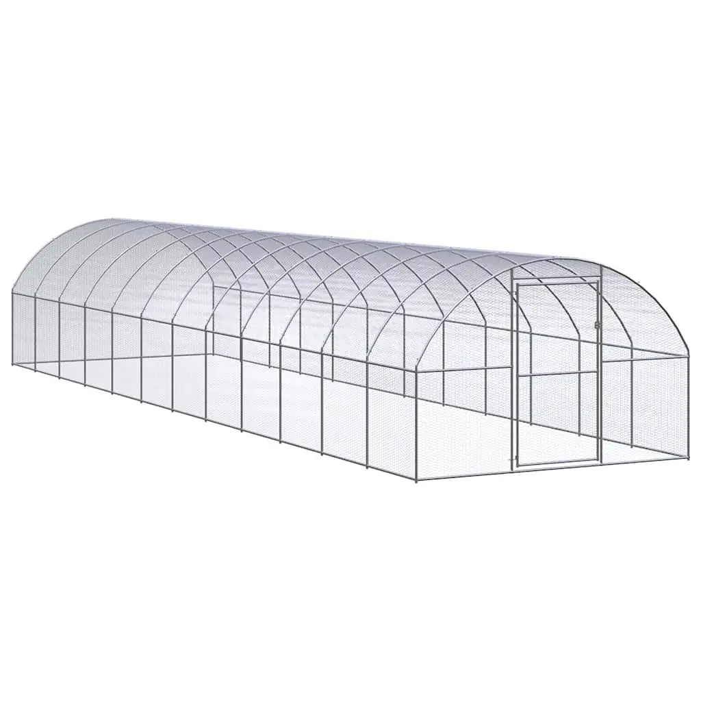 Chicken Coop Galvanised Steel 3x12x2m Silver Enclosure Run Poultry Ducks Hens