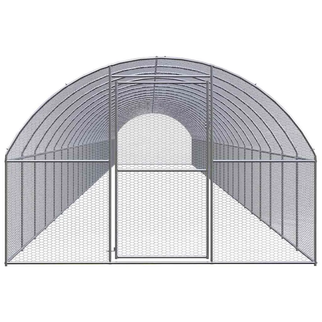 Chicken Coop Run Galvanised Steel 3 x 24 x 2 m Silver