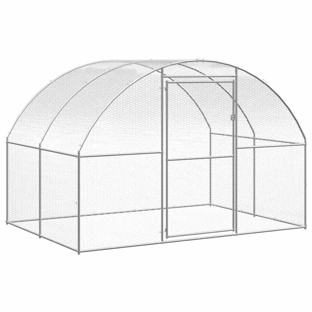 Chicken Coop Run Galvanised Steel 3 x 24 x 2 m Silver