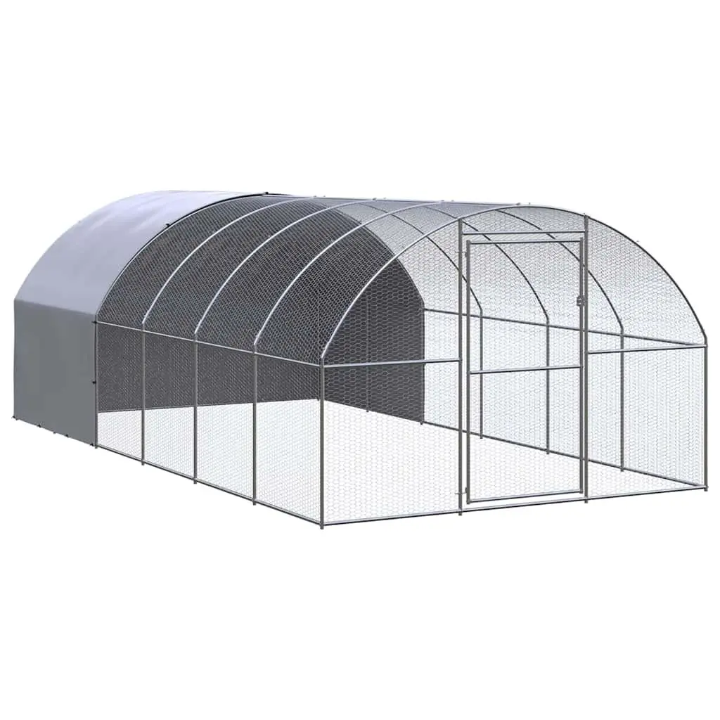 Chicken Coop Galvanised Steel 3x6x2m Silver Poultry Enclosure Run Hens Ducks
