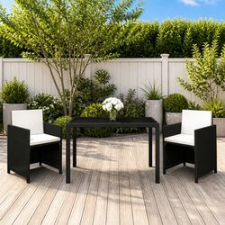 Stylish Black Poly Rattan Outdoor Dining Set