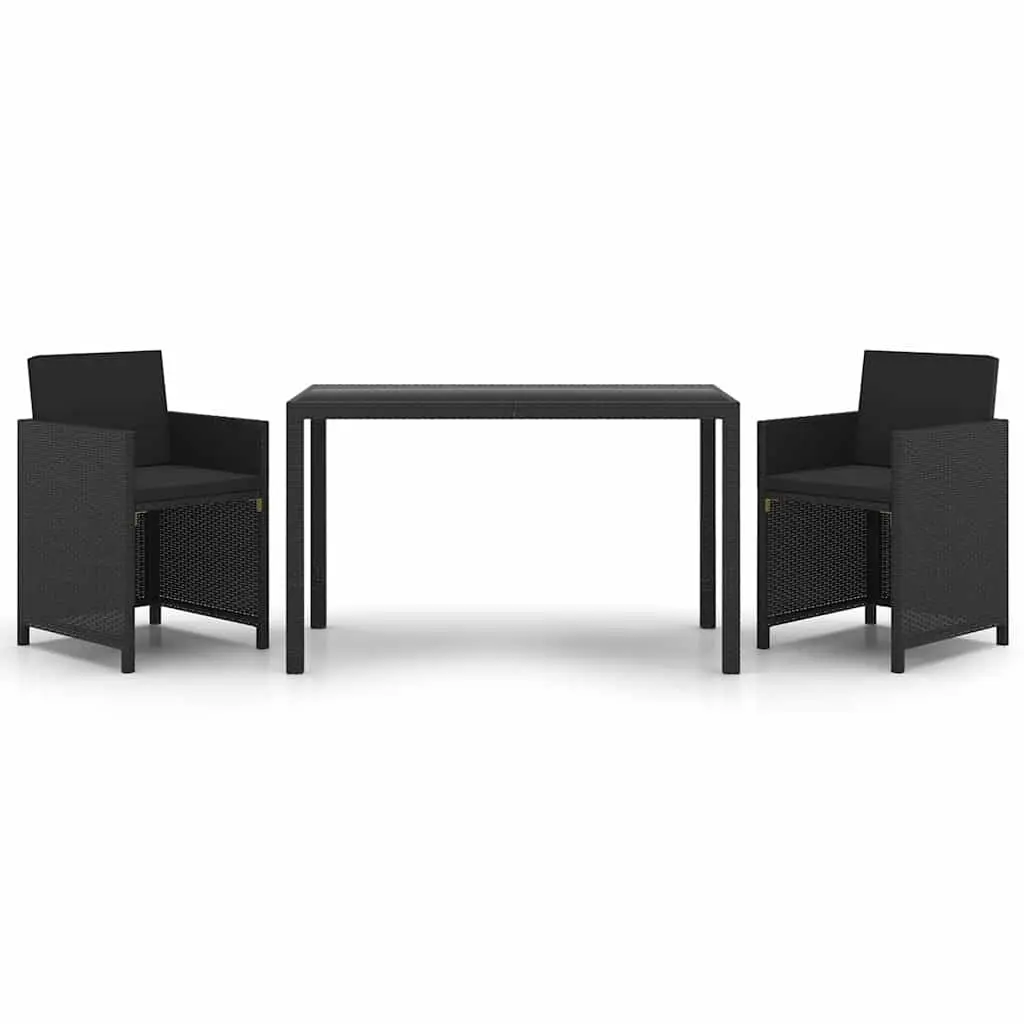 Black Garden Dining Set 3 Piece with Cushions