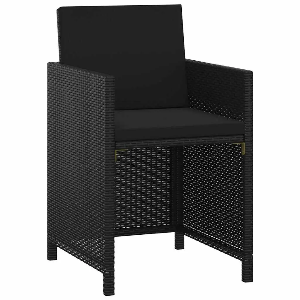 Black Garden Dining Set 3 Piece with Cushions