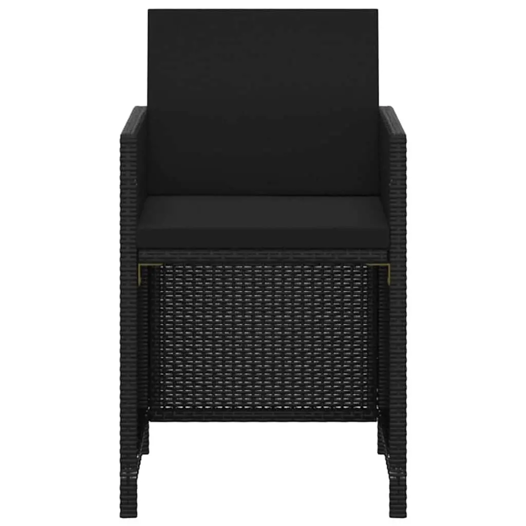 Black Garden Dining Set 3 Piece with Cushions