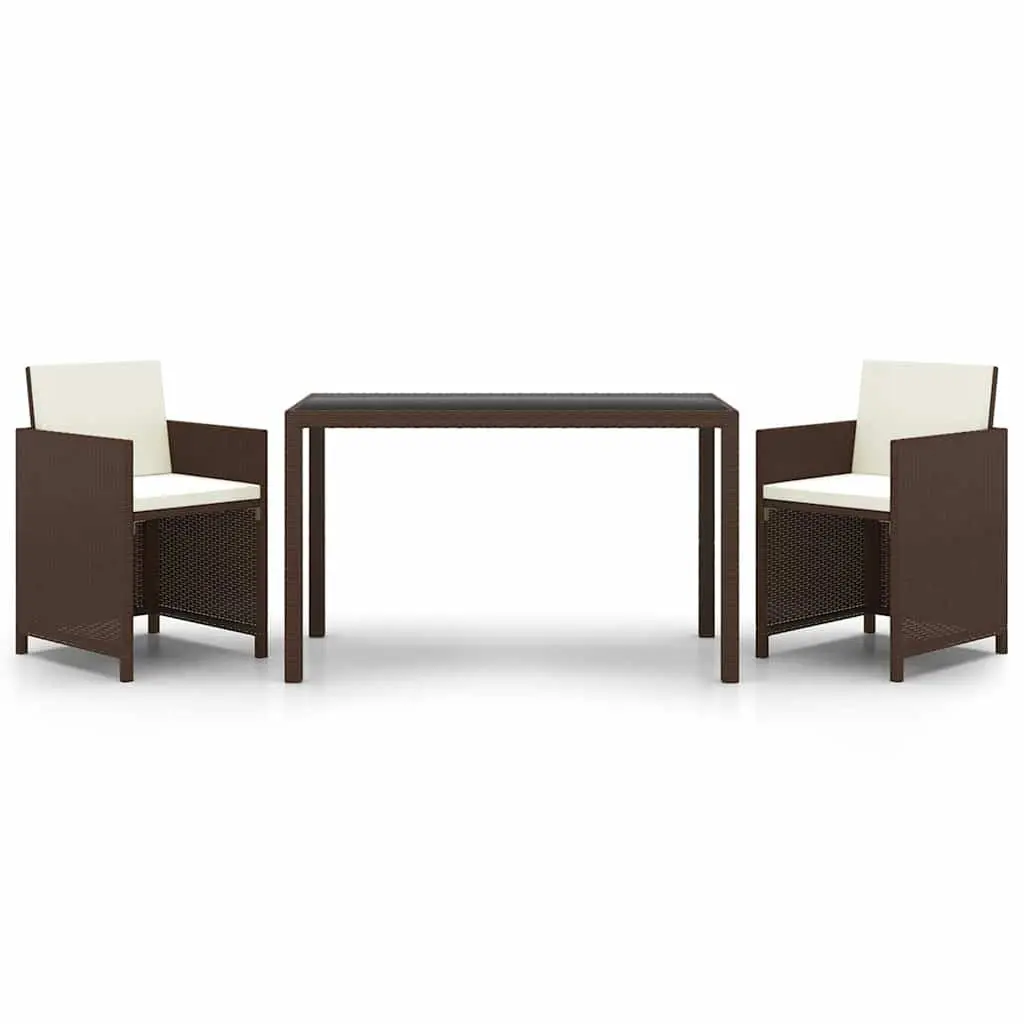 3 Piece Garden Dining Set in Brown