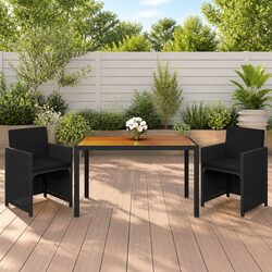 Elegant 3 Piece Outdoor Garden Dining Set with Cushions