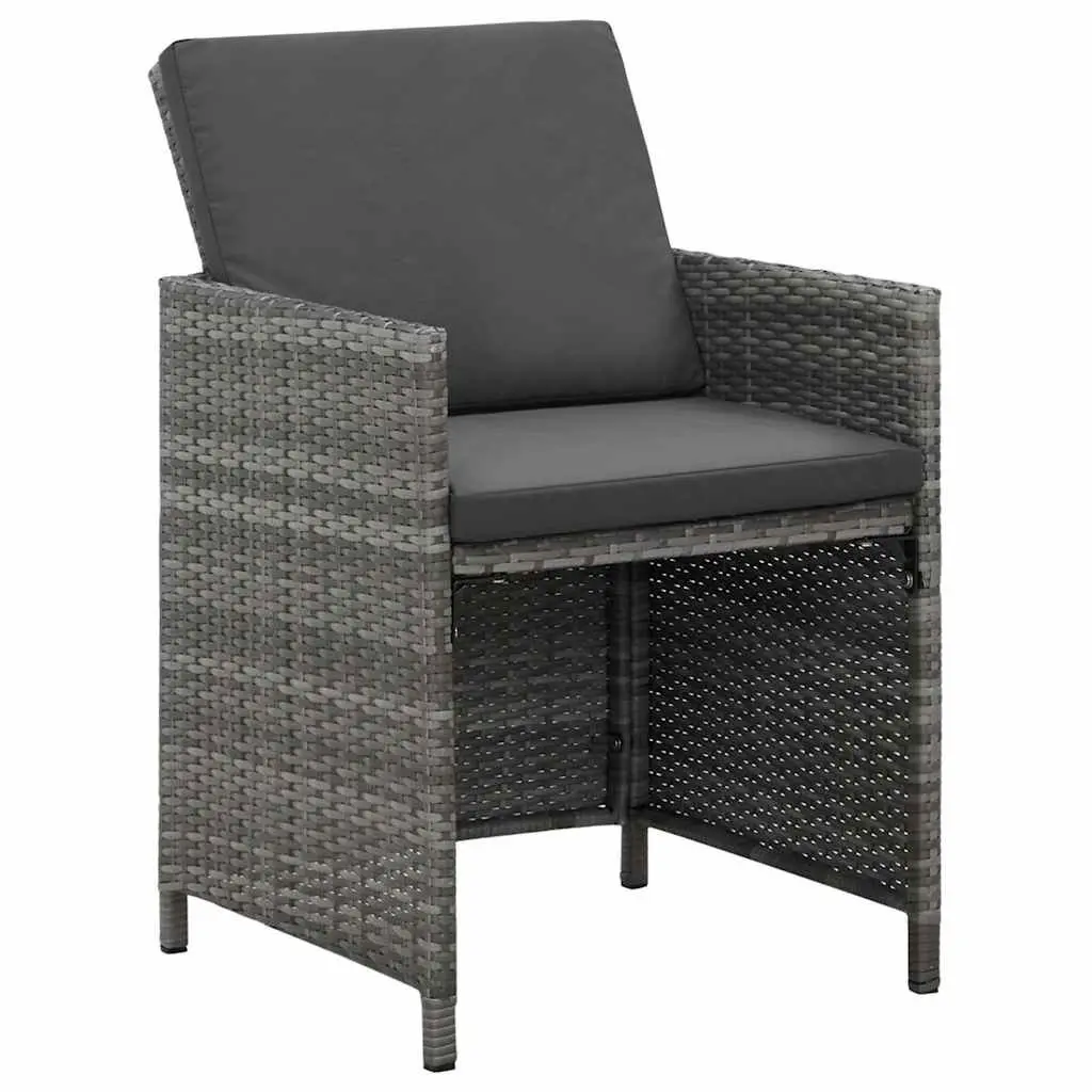 5 Piece Garden Dining Set PE Rattan Steel Frame Glass Table Chairs Grey