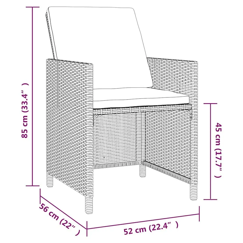 5 Piece Garden Dining Set PE Rattan Steel Frame Glass Table Chairs Grey