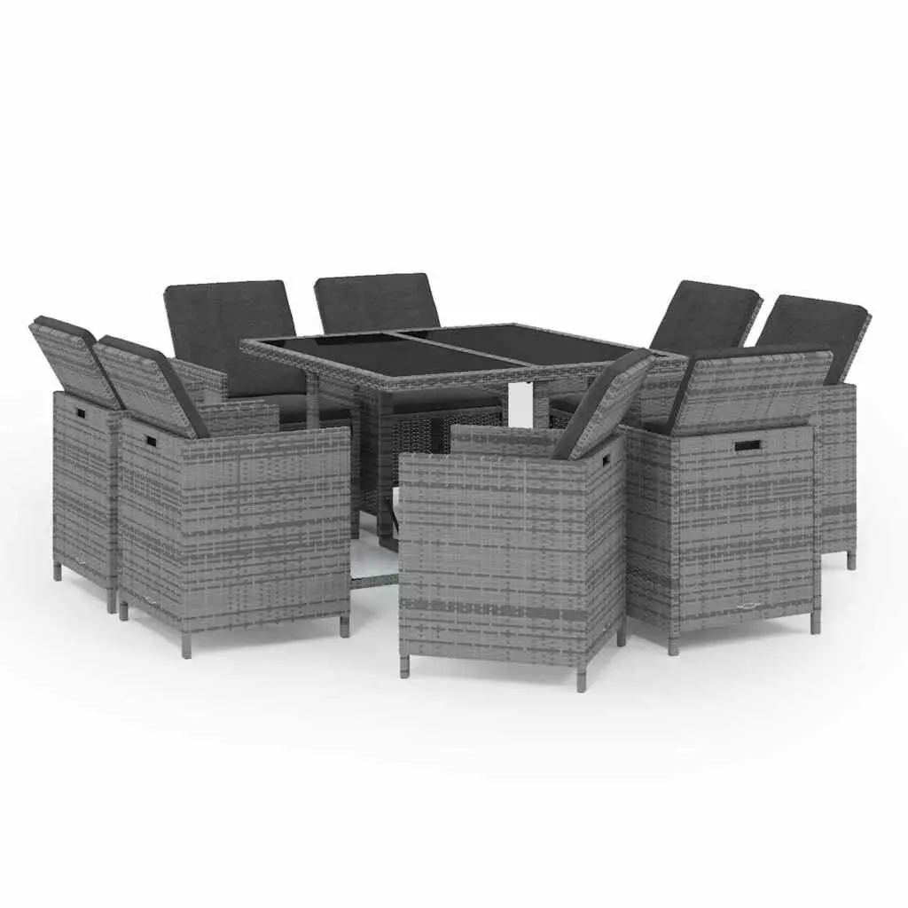 9 Piece Garden Dining Set with Poly Rattan Chairs