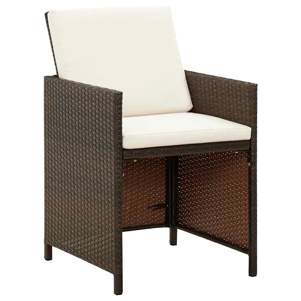 9 Piece Garden Dining Set with Cushions in Brown