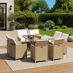 Elegant 9 Piece Garden Dining Set with Durable Construction