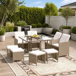 Stylish 9-Piece Garden Dining Set with Cushions