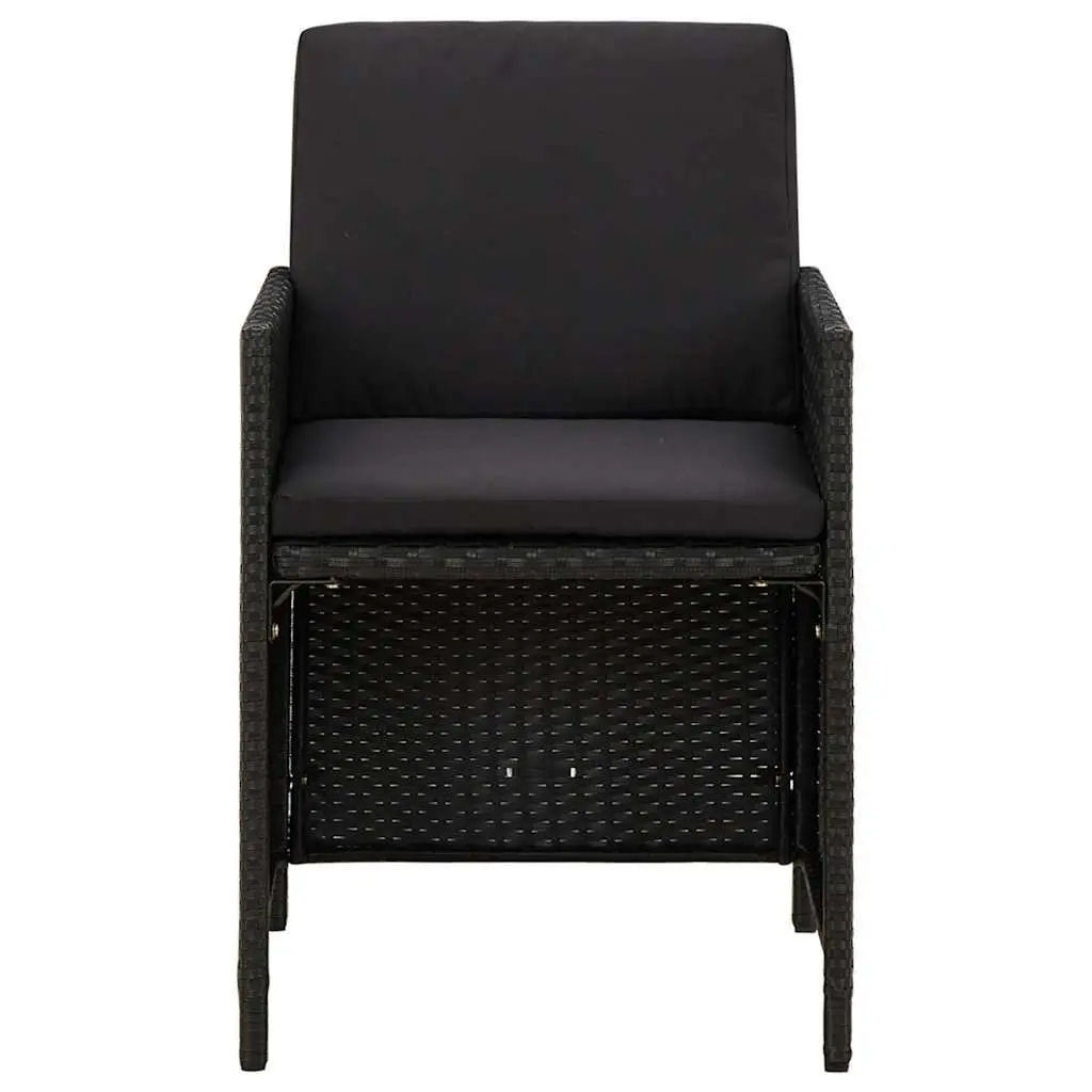 9 Piece Garden Dining Set with Black Cushions