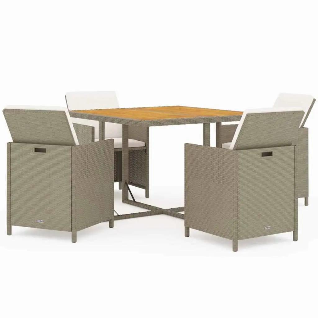 Garden Dining Set PE Rattan 5 Piece Outdoor Furniture Beige Patio Table Chairs