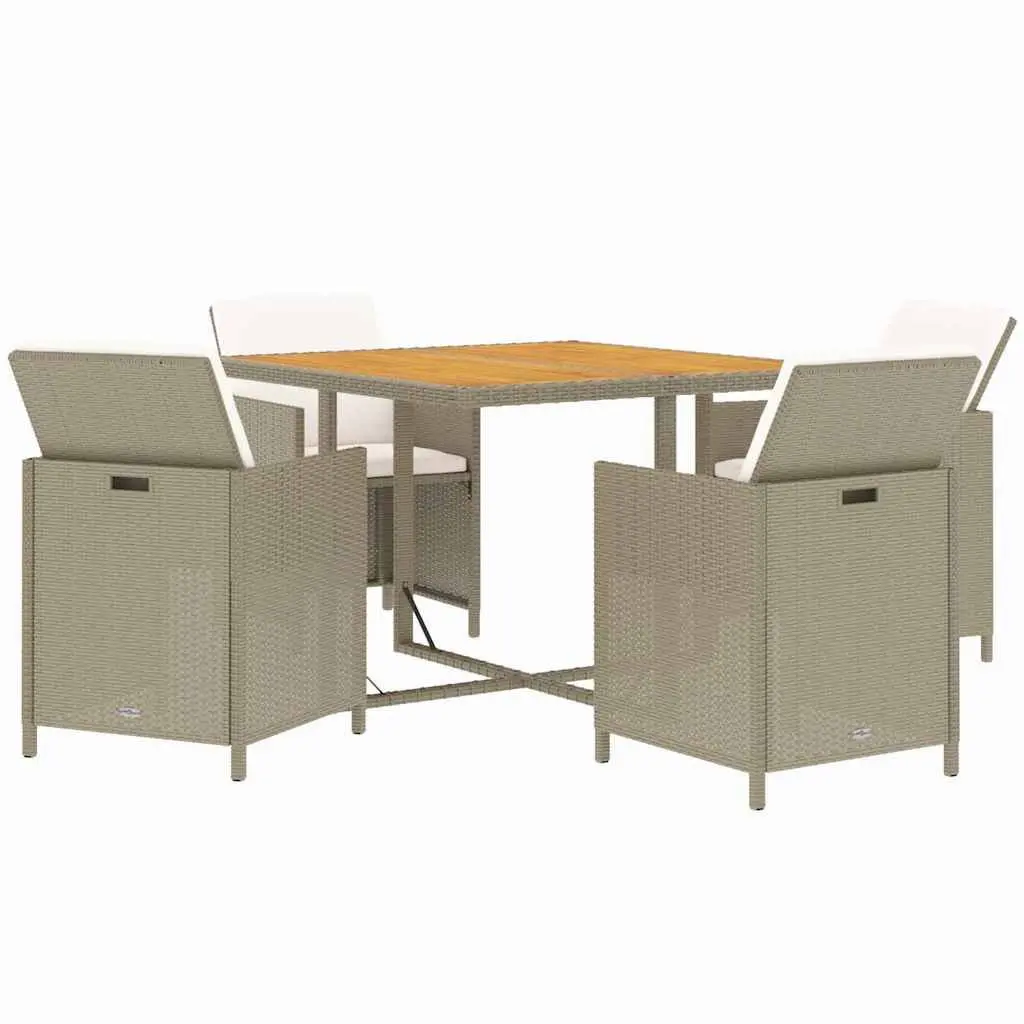 Garden Dining Set PE Rattan 5 Piece Outdoor Furniture Beige Patio Table Chairs