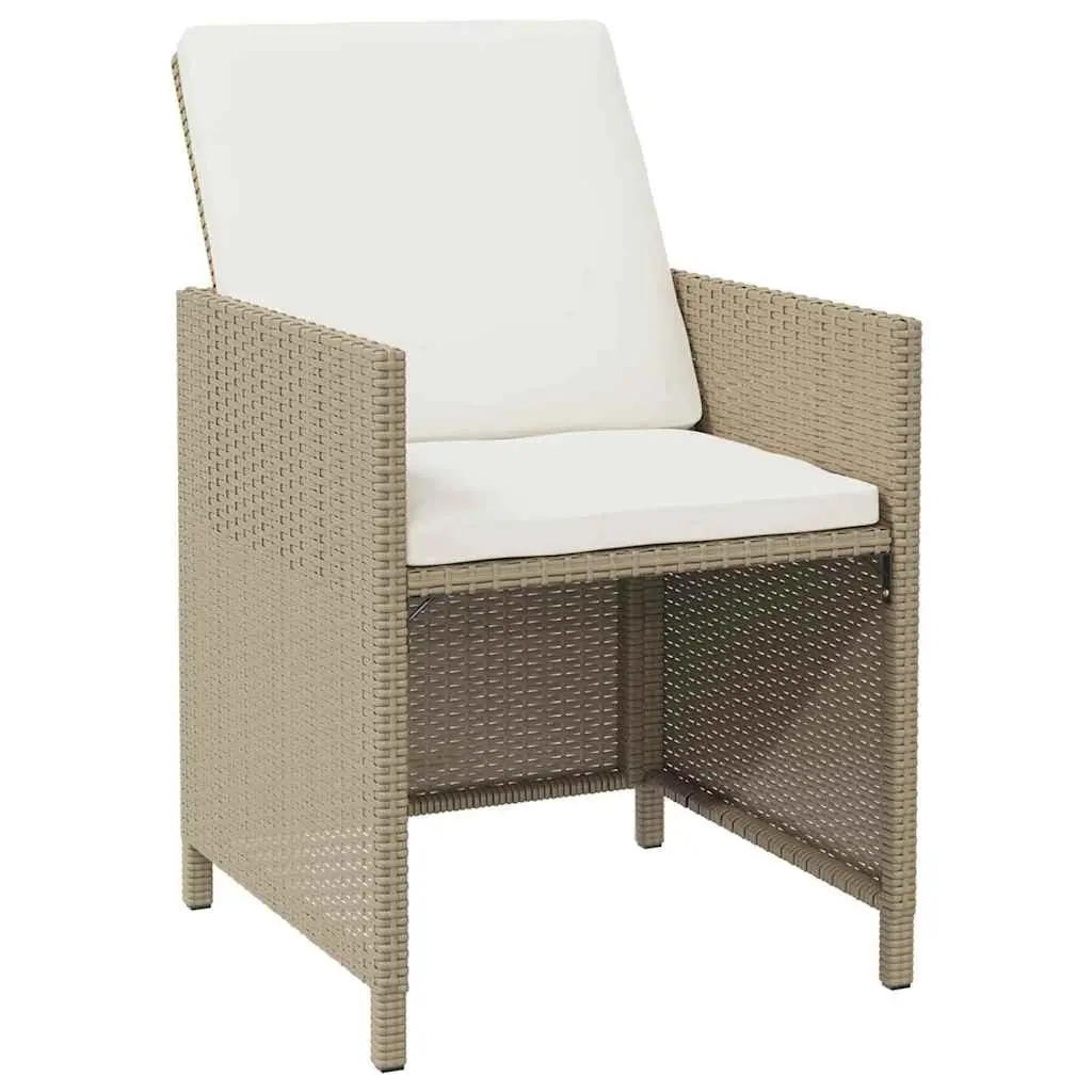 Garden Dining Set PE Rattan 5 Piece Outdoor Furniture Beige Patio Table Chairs