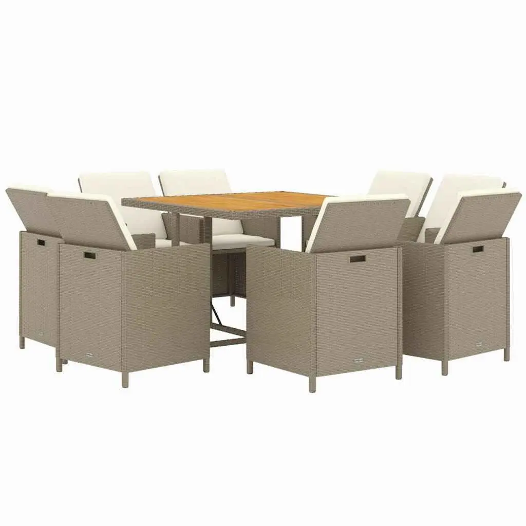 9 Piece Garden Dining Set in Beige