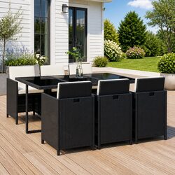 Elegant 7 Piece Poly Rattan Dining Set for Outdoor Spaces