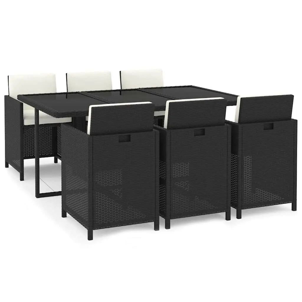 7 Piece Poly Rattan Dining Set for Outdoor Spaces