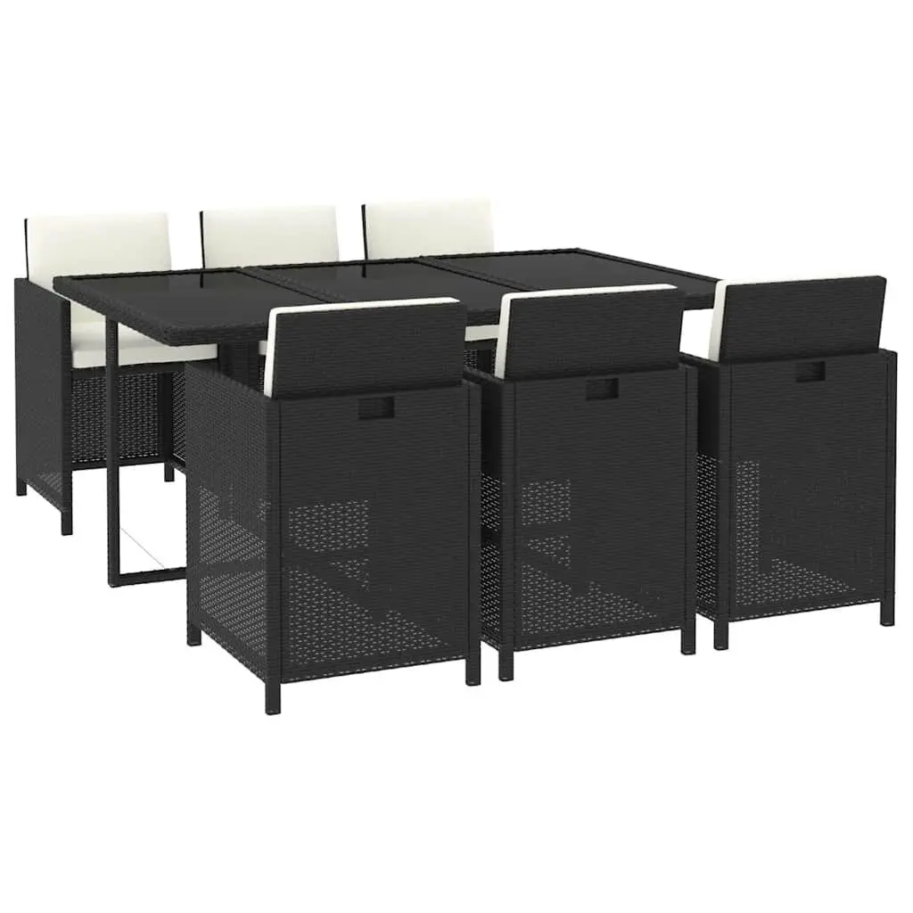 7 Piece Poly Rattan Dining Set for Outdoor Spaces
