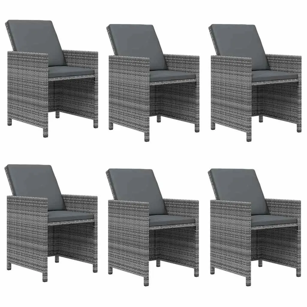 Garden Dining Set PE Rattan 7 Piece Outdoor Furniture Grey with Cushions