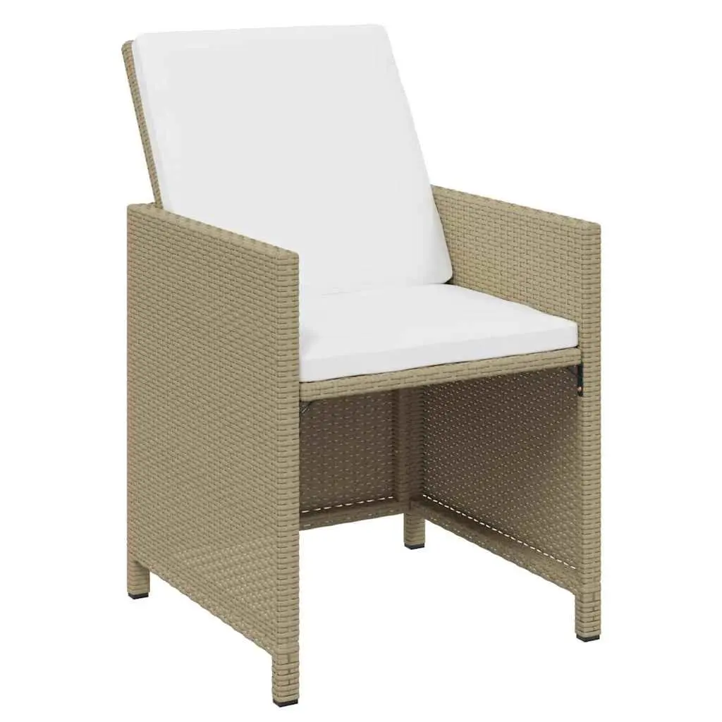 7 Piece Beige Poly Rattan Garden Dining Set