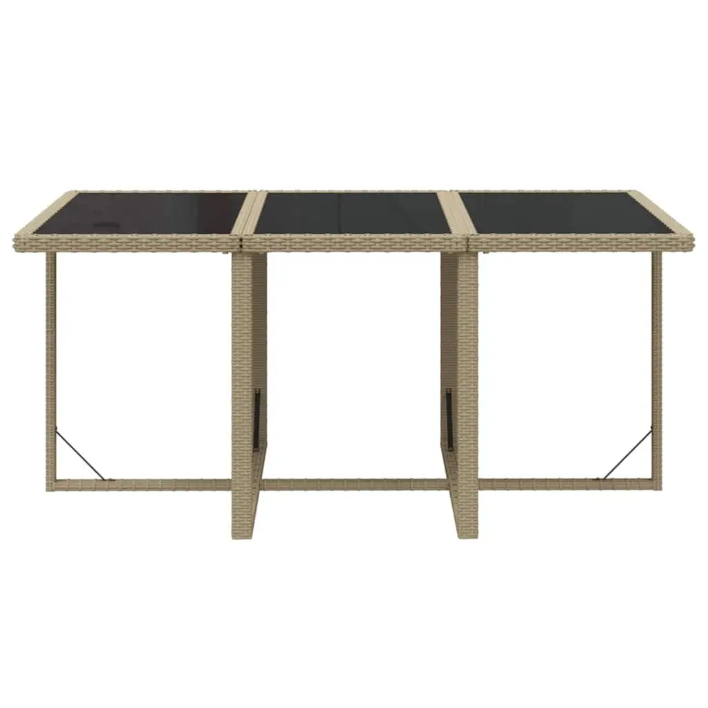7 Piece Beige Poly Rattan Garden Dining Set