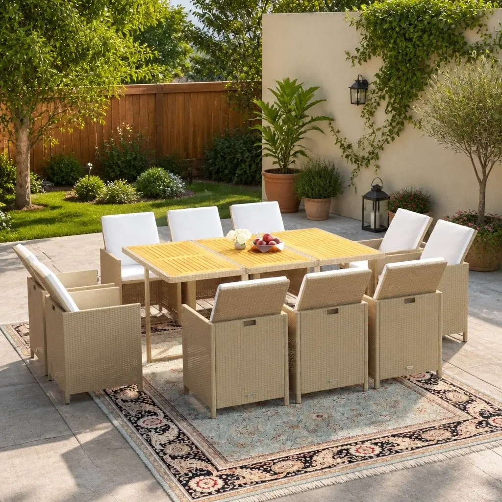 11-Piece Garden Dining Set with Durable Build