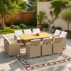 Elegant 11-Piece Garden Dining Set with Durable Build