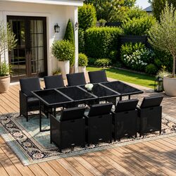 Durable 9 Piece Outdoor Garden Dining Set with Cushions