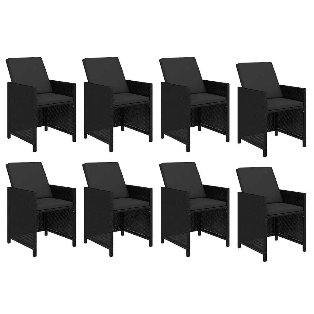 Garden Dining Set PE Rattan 9 Piece Outdoor Furniture Black Cushions