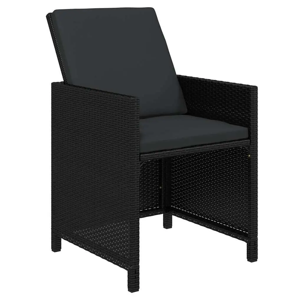 Garden Dining Set PE Rattan 9 Piece Outdoor Furniture Black Cushions