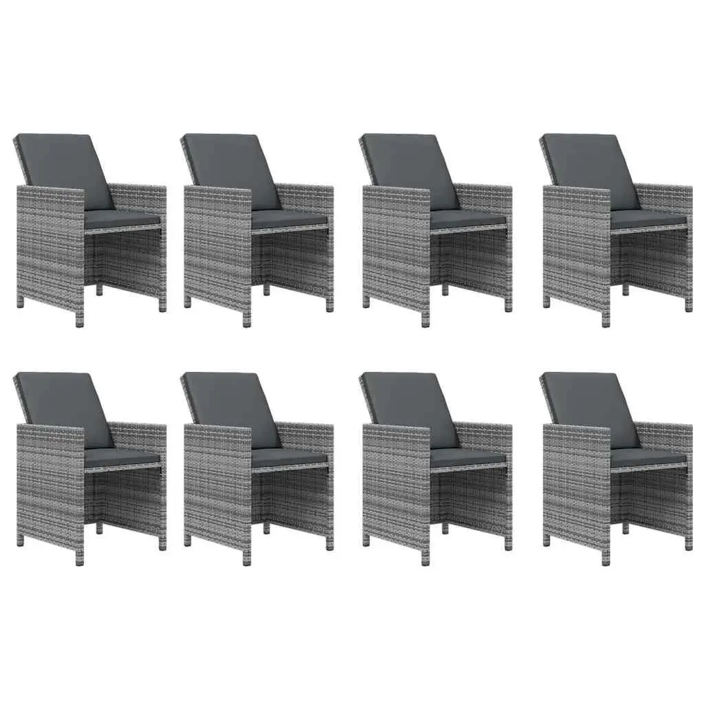 Garden Dining Set PE Rattan 9 Piece Outdoor Furniture Grey with Cushions