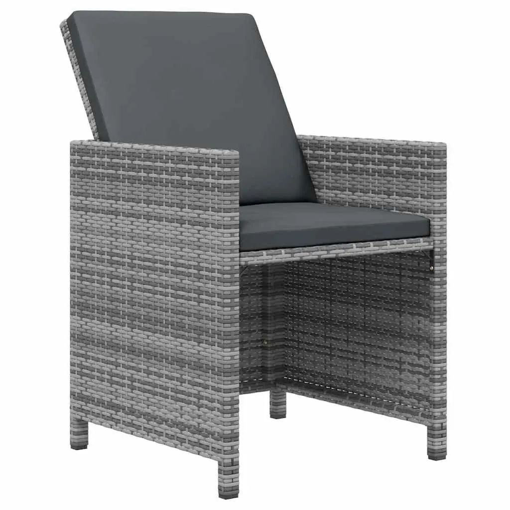 Garden Dining Set PE Rattan 9 Piece Outdoor Furniture Grey with Cushions