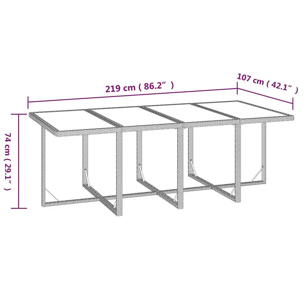 Garden Dining Set PE Rattan 9 Piece Outdoor Furniture Grey with Cushions