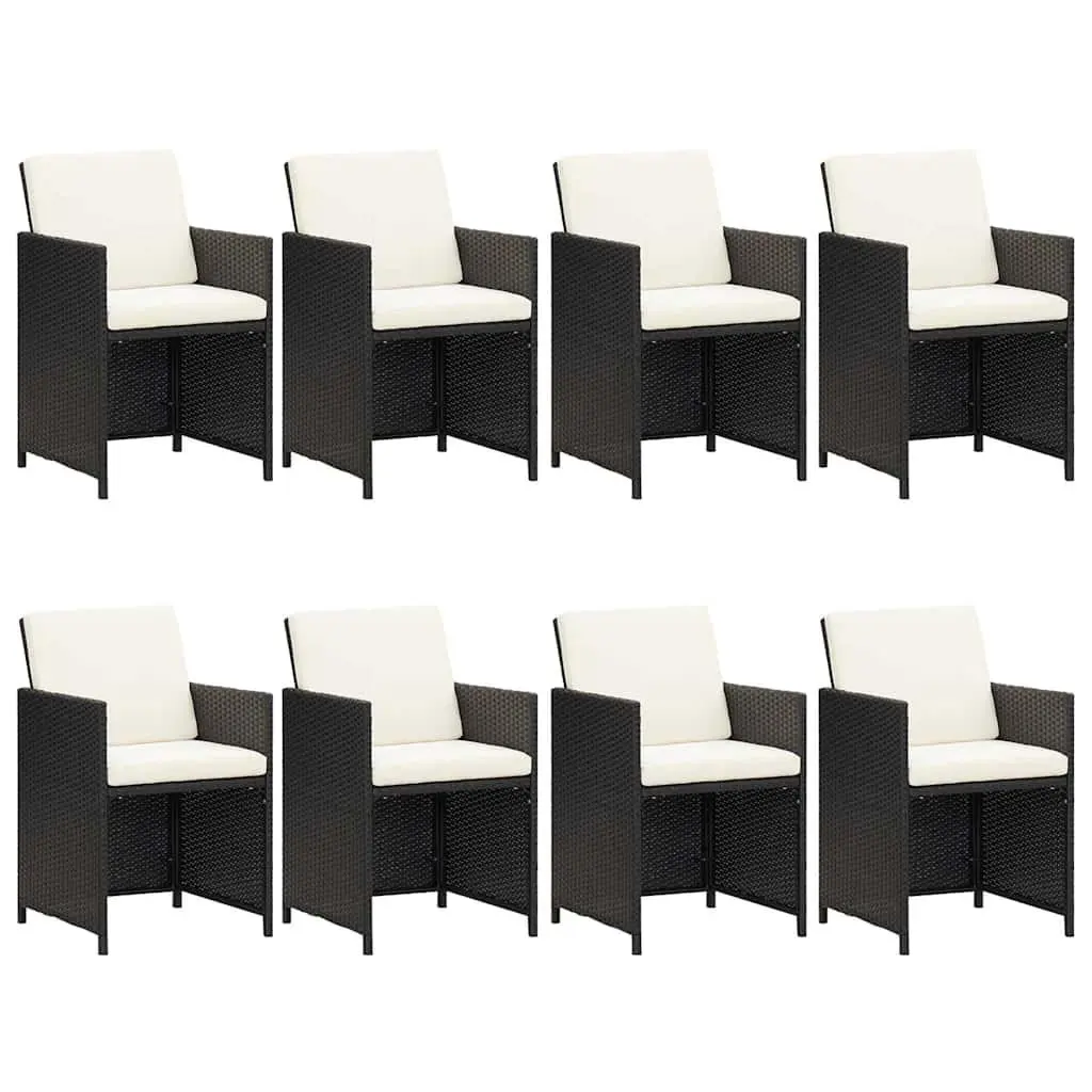 9 Piece Black Garden Dining Set with Cushions