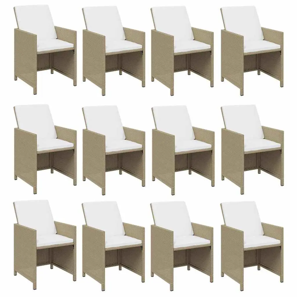 13 Piece Patio Dining Set in Beige with Cushions