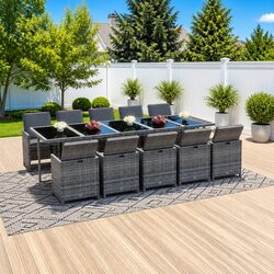 Elegant 11 Piece Garden Dining Set with Cushions