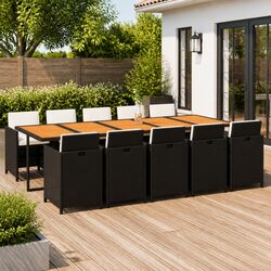 11-Piece Black Outdoor Dining Set with Cushions