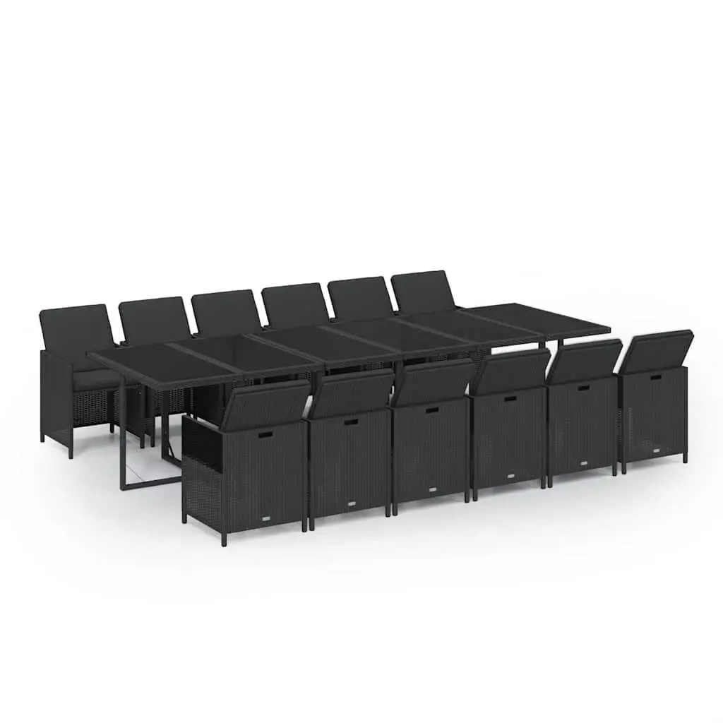 13 Piece Black Outdoor Poly Rattan Dining Set
