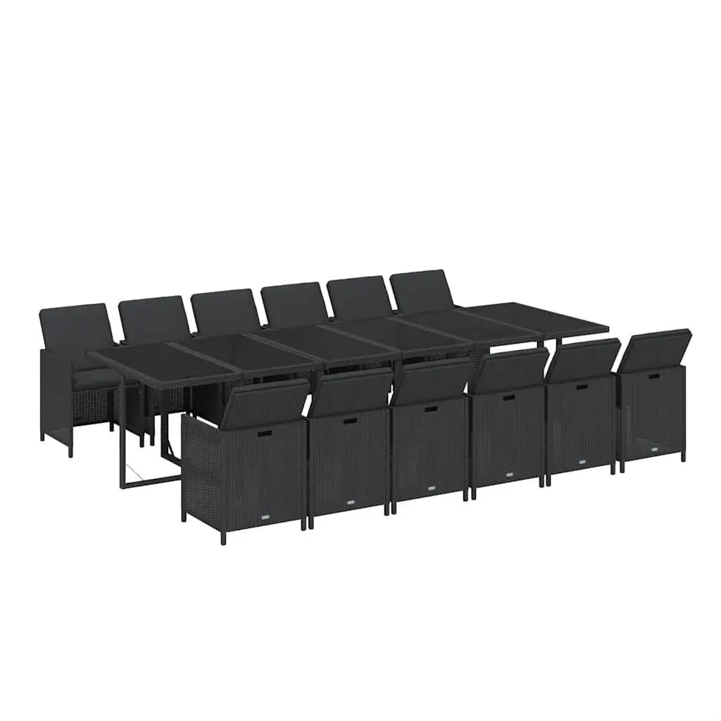 13 Piece Black Outdoor Poly Rattan Dining Set