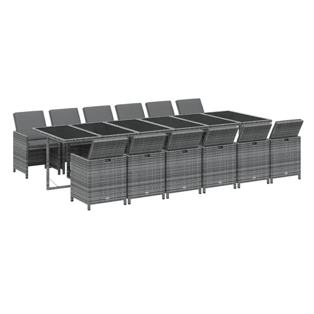 13-Piece Poly Rattan Garden Dining Set in Grey