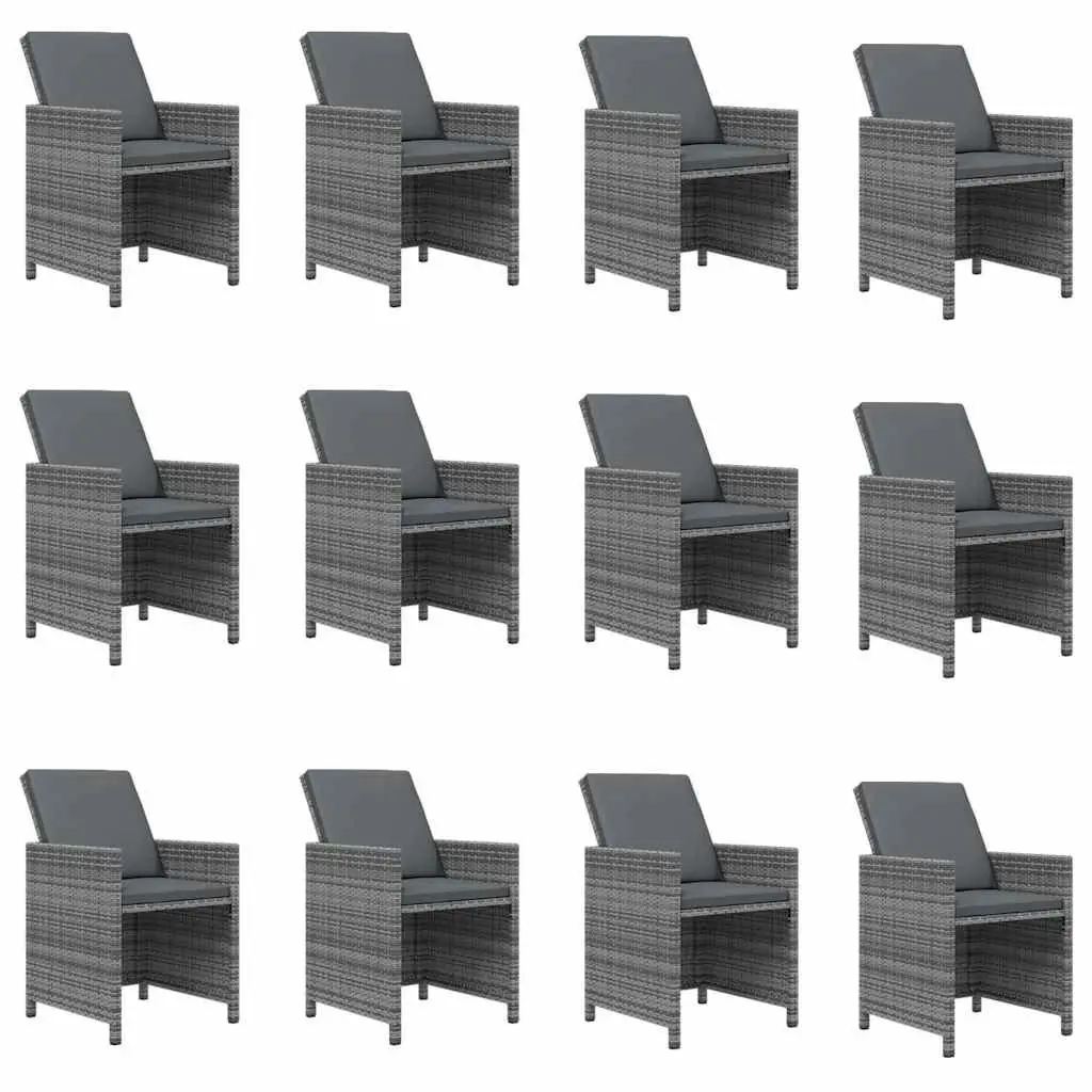 13-Piece Poly Rattan Garden Dining Set in Grey