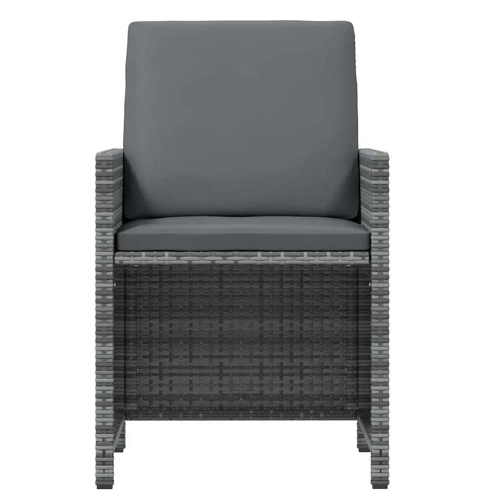 Garden Dining Set Poly Rattan 17 Piece Outdoor Furniture Grey with Cushions