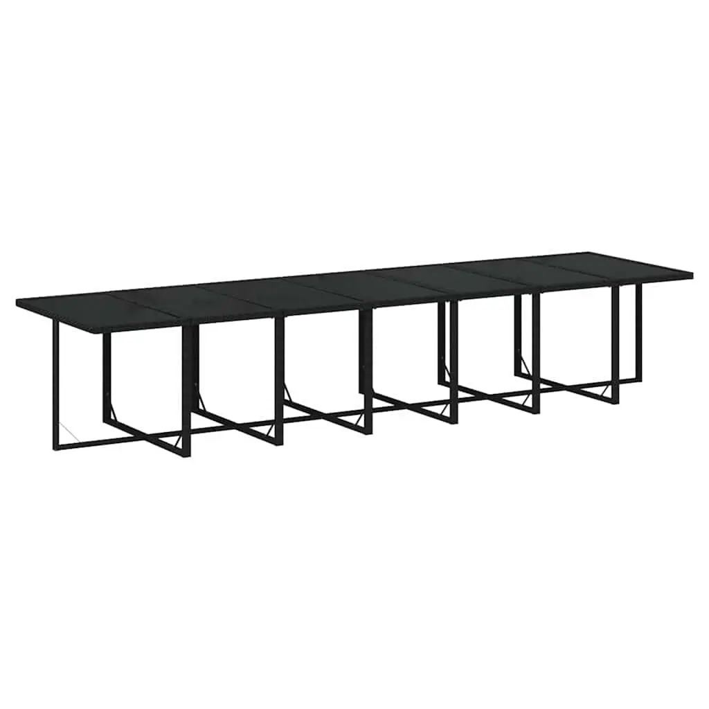 19-Piece Black Poly Rattan Dining Set with Cushions