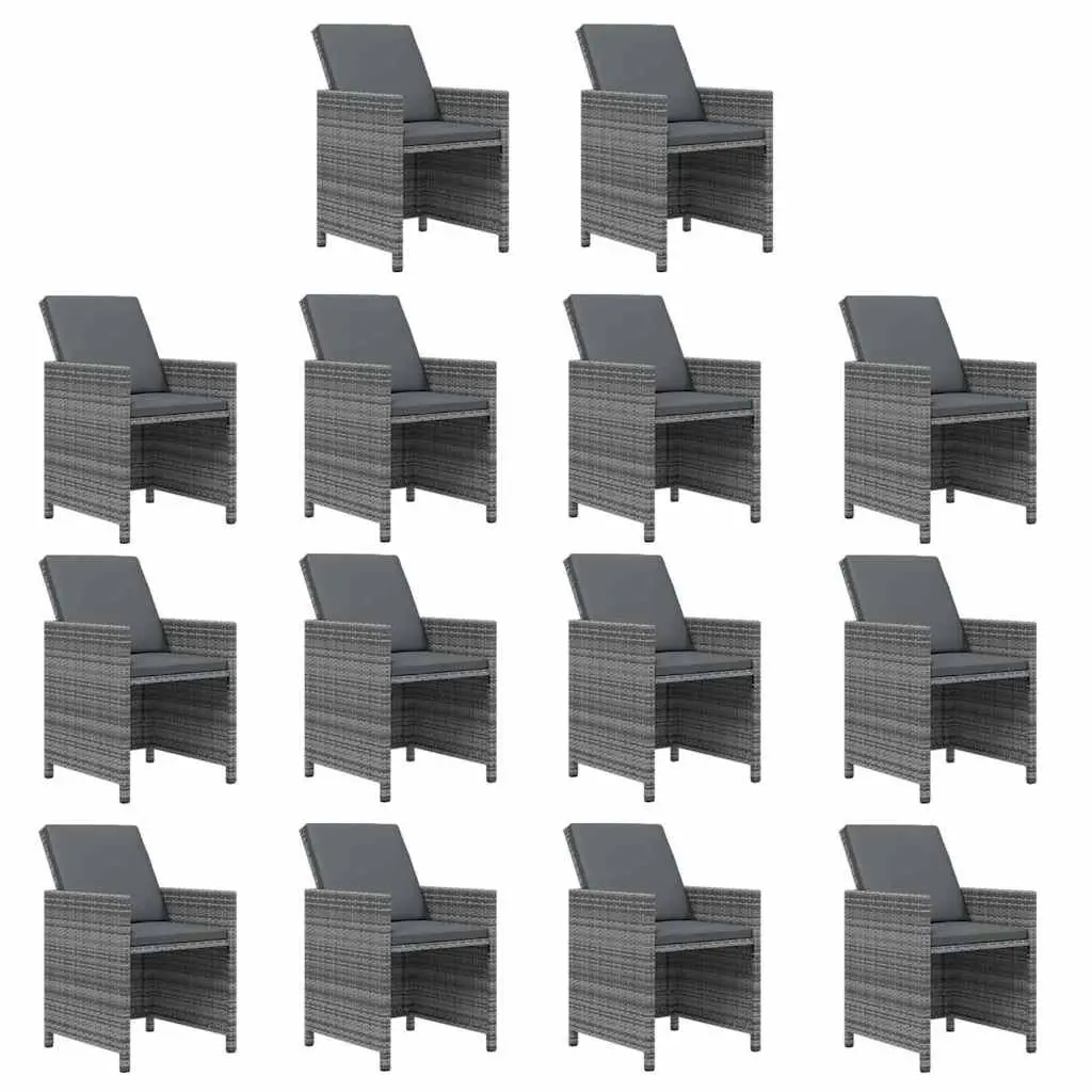 19 Piece Grey Poly Rattan Garden Dining Set with Cushions
