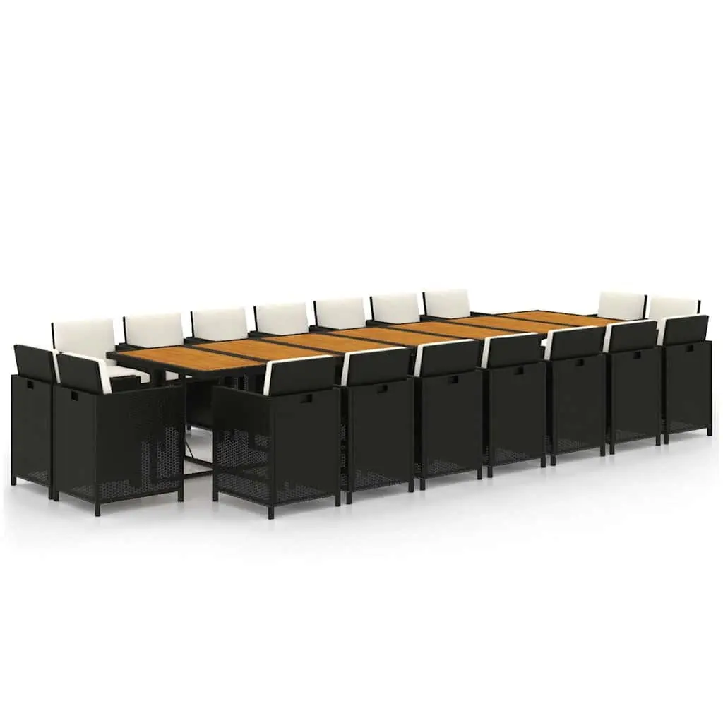Garden Dining Set Poly Rattan 19 Piece Outdoor Furniture Black